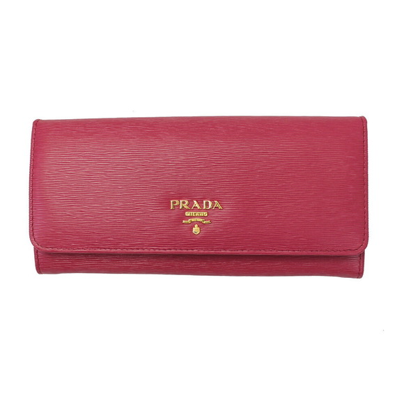 Prada Long VITELLO Bifold Wallet MOVE CasePink IBISCO Pass - Picture 1 of 4